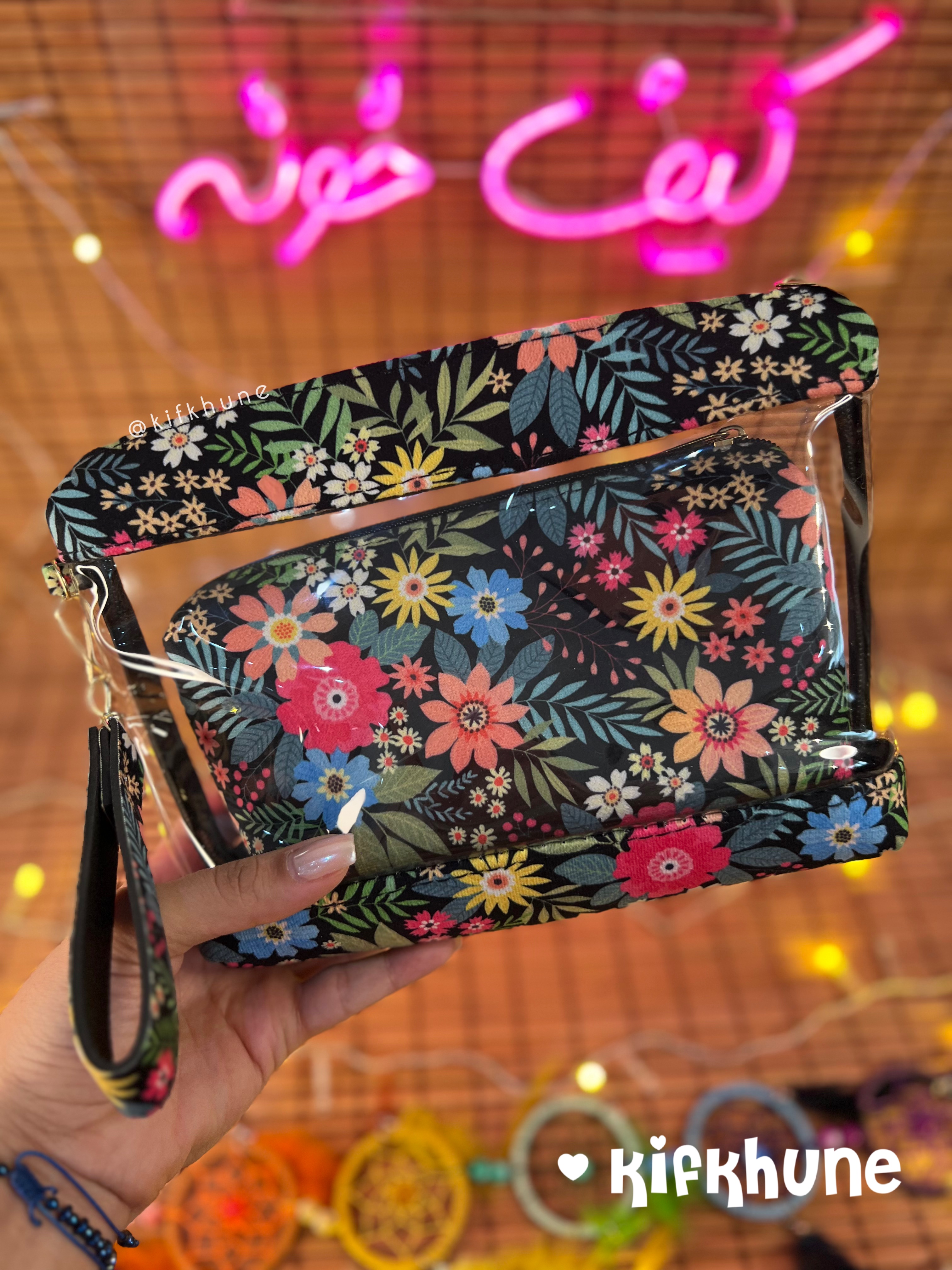 کیف آرایش دوتیکه گل گلی